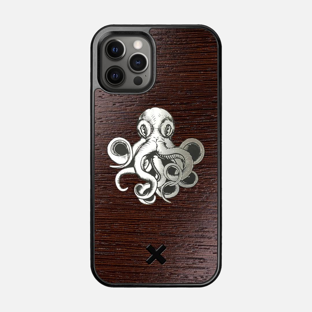 Prize Kraken Case for the Apple iPhone 12 Pro featuring an Engraved Silver and Wenge Wood backer with the Keyway X Mark#Phone Model_iPhone 12 Pro