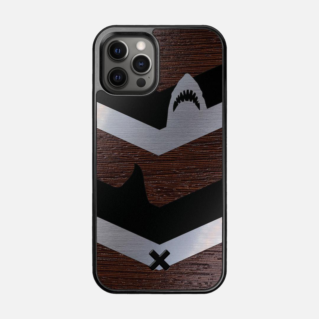 Shark Chevron Case for the Apple iPhone 12 Pro featuring an Engraved Silver and Wenge Wood backer with the Keyway X Mark#Phone Model_iPhone 12 Pro