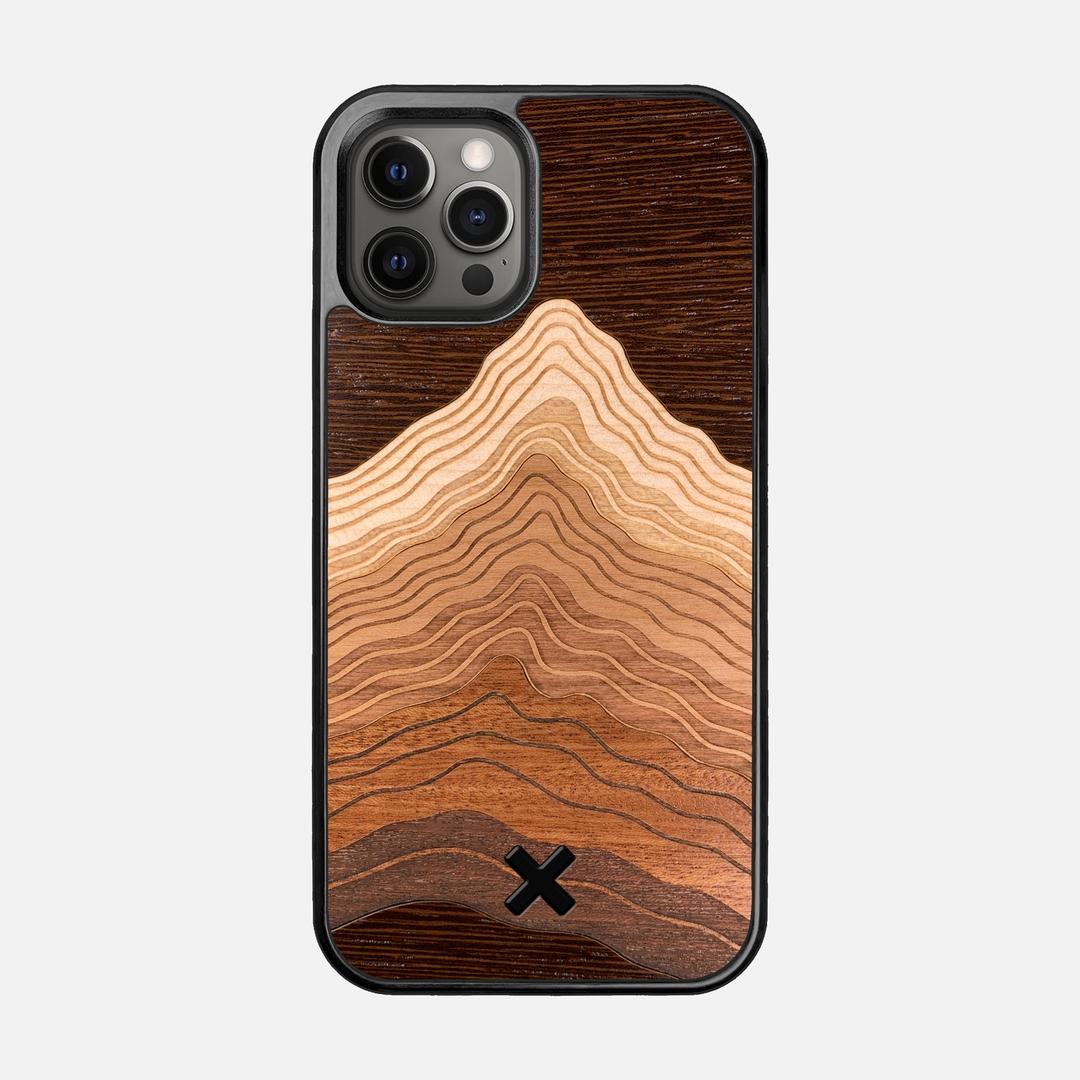 Summit Case for the Apple iPhone 12 Pro featuring a mountain of Wenge, Maple, Cherry, and Sapele Wood backer with the Keyway X Mark#Phone Model_iPhone 12 Pro