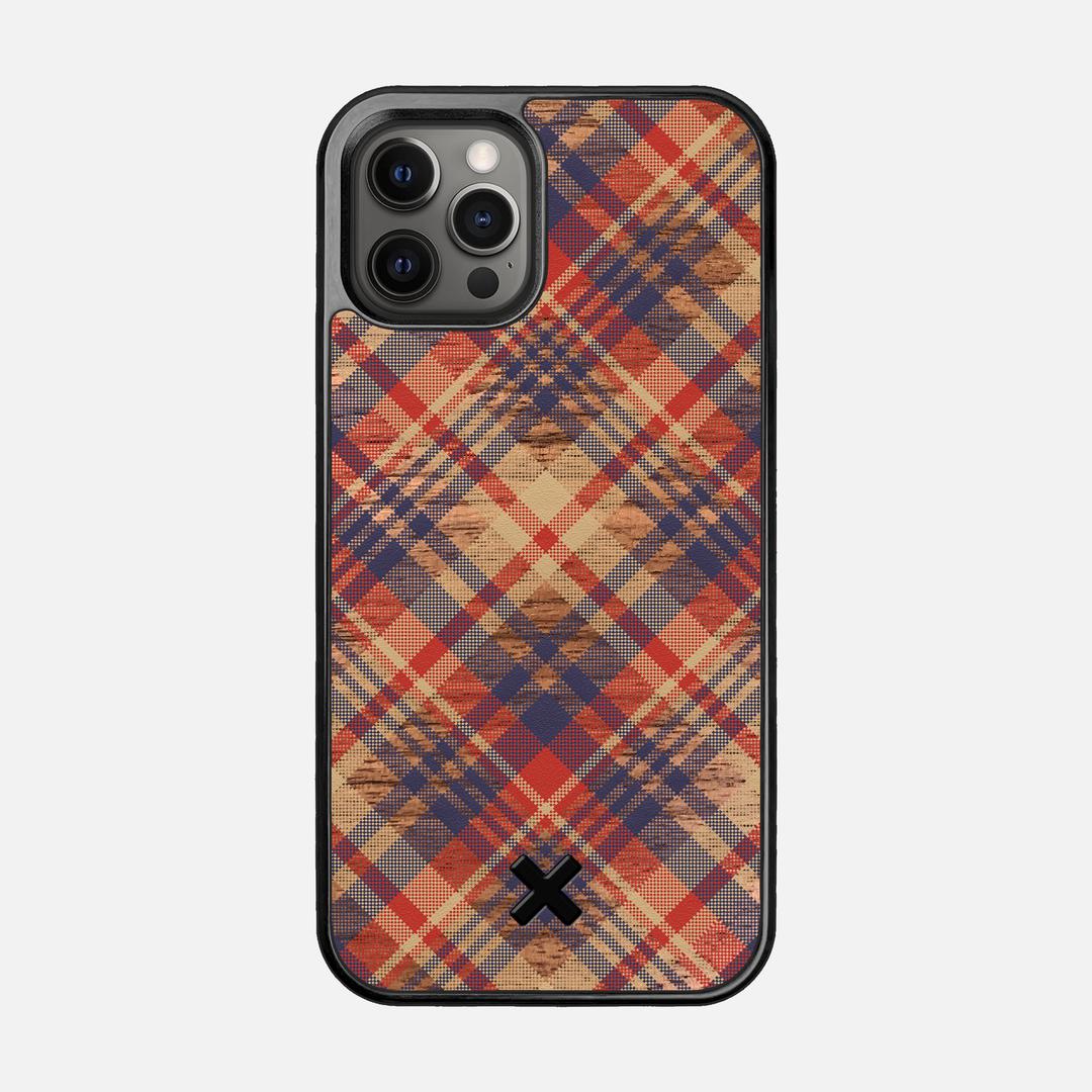 Tartan Case for the Apple iPhone 12 Pro featuring a UV Printed Walnut Wood backer with the Keyway X Mark#Phone Model_iPhone 12 Pro