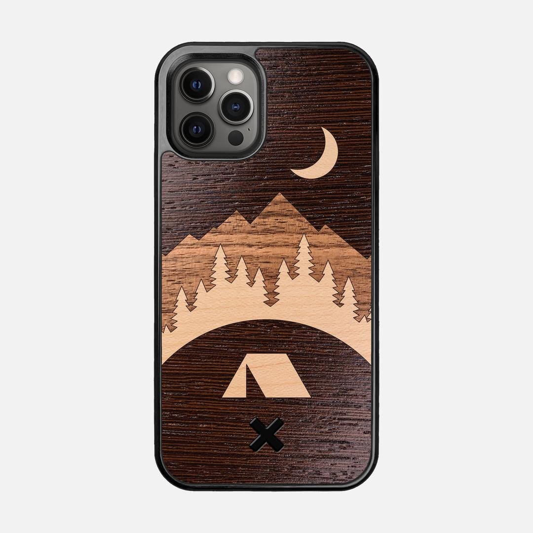 Woodland Case for the Apple iPhone 12 Pro featuring a Wenge, Maple, and Walnut Wood backer with the Keyway X Mark#Phone Model_iPhone 12 Pro