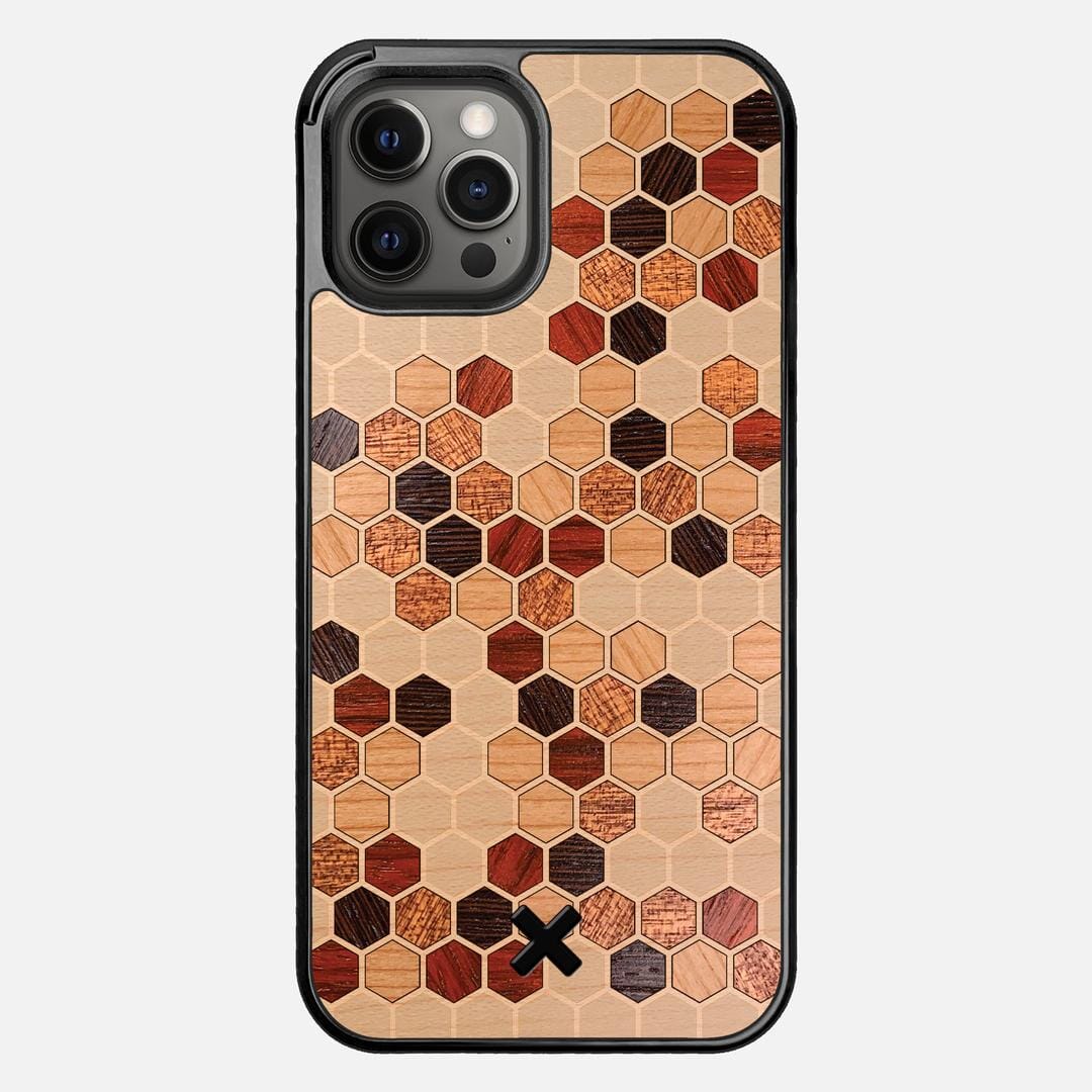 Cellular Case for the Apple iPhone 12 Pro Max featuring a Maple, Cherry, Sapele, Padauk, and Wenge Wood backer with the Keyway X Mark#Phone Model_iPhone 12 Pro Max