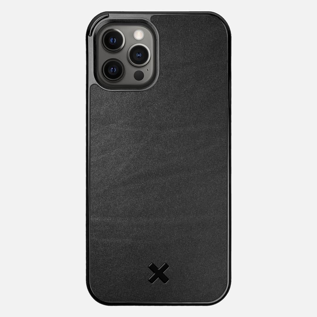 Charcoal Leather Case for the Apple iPhone 12 Pro Max featuring a Genuine Leather backer with the Keyway X Mark#Phone Model_iPhone 12 Pro Max