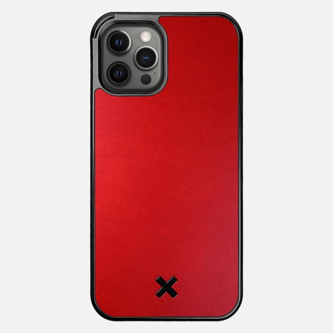 Crimson Leather Case for the Apple iPhone 12 Pro Max featuring a Genuine Leather backer with the Keyway X Mark#Phone Model_iPhone 12 Pro Max