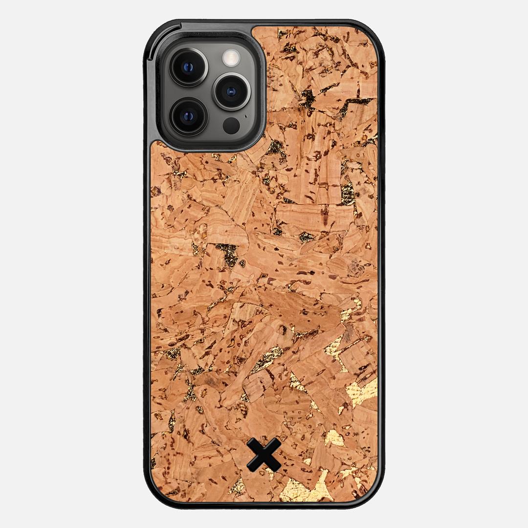 Gold Cork Case for the Apple iPhone 12 Pro Max featuring a Genuine Cork backer with the Keyway X Mark#Phone Model_iPhone 12 Pro Max