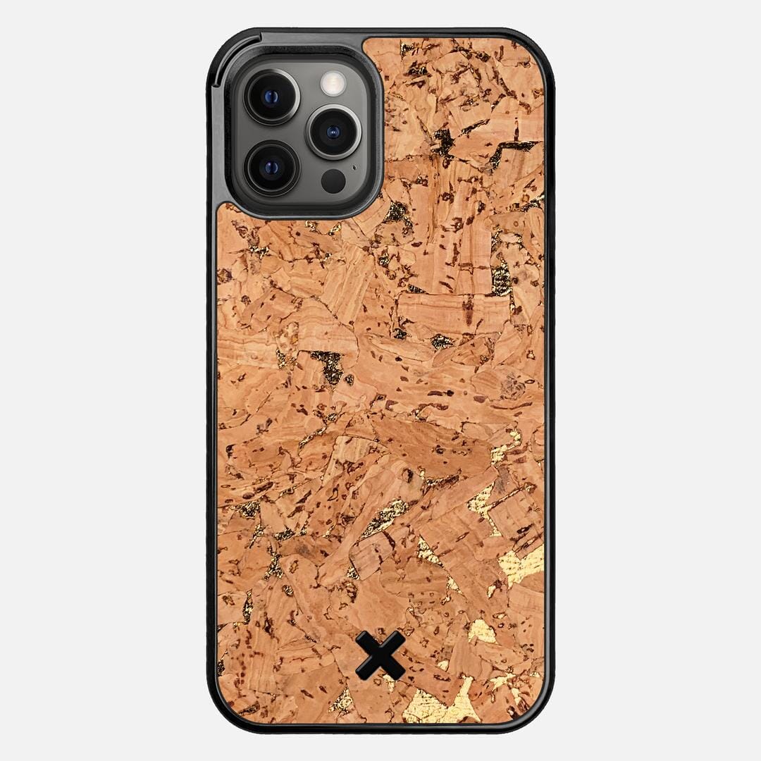 Gold Cork Case for the Apple iPhone 12 Pro Max featuring a Genuine Cork backer with the Keyway X Mark#Phone Model_iPhone 12 Pro Max