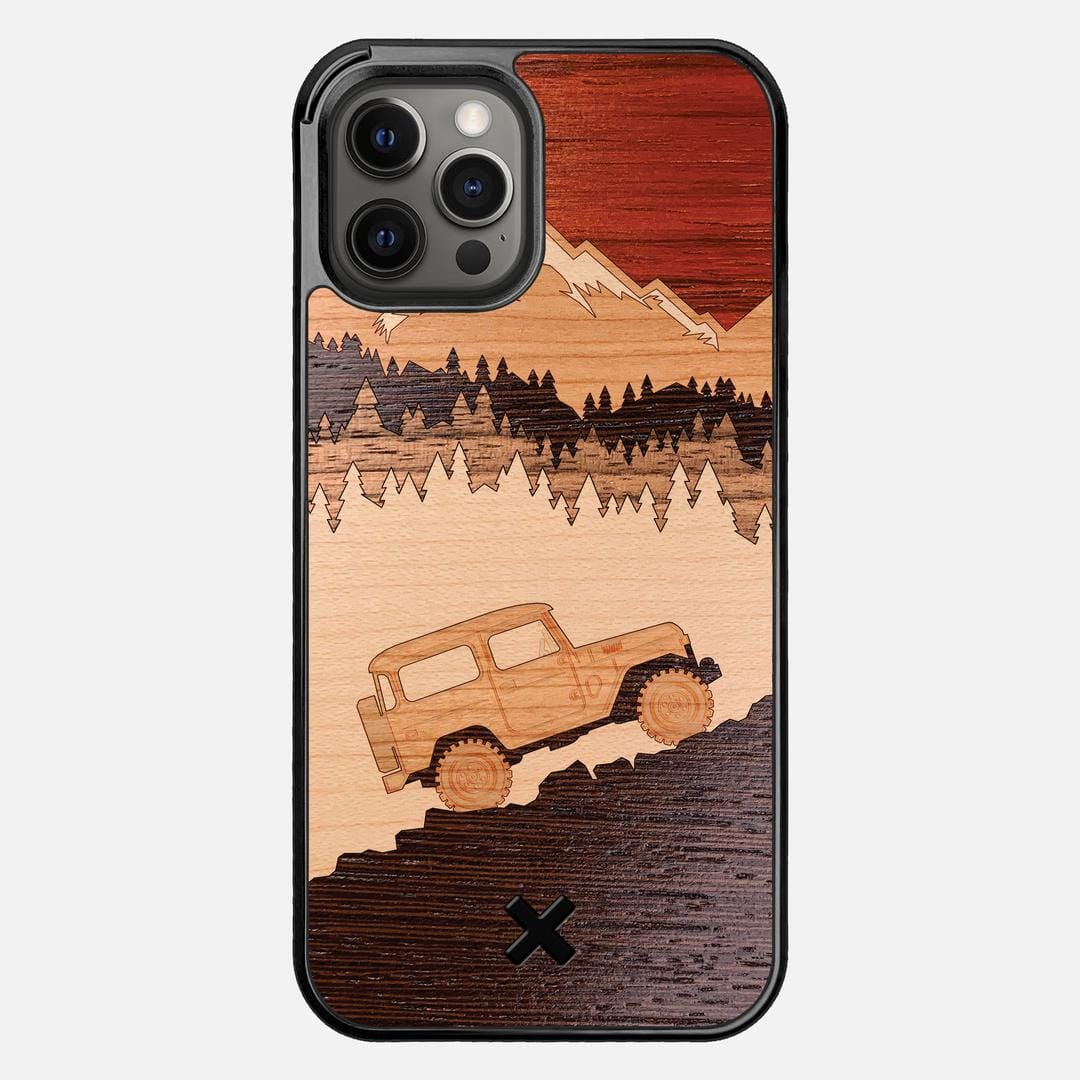 Off-Road Case for the Apple iPhone 12 Pro Max featuring a Padauk, Cherry, Maple, and Walnut Wood backer with the Keyway X Mark#Phone Model_iPhone 12 Pro Max