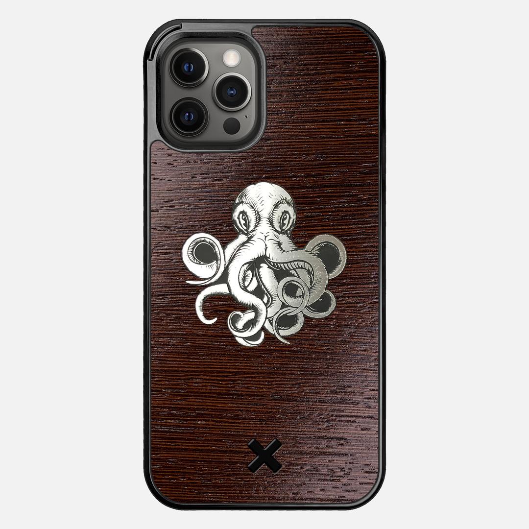 Prize Kraken Case for the Apple iPhone 12 Pro Max featuring an Engraved Silver and Wenge Wood backer with the Keyway X Mark#Phone Model_iPhone 12 Pro Max