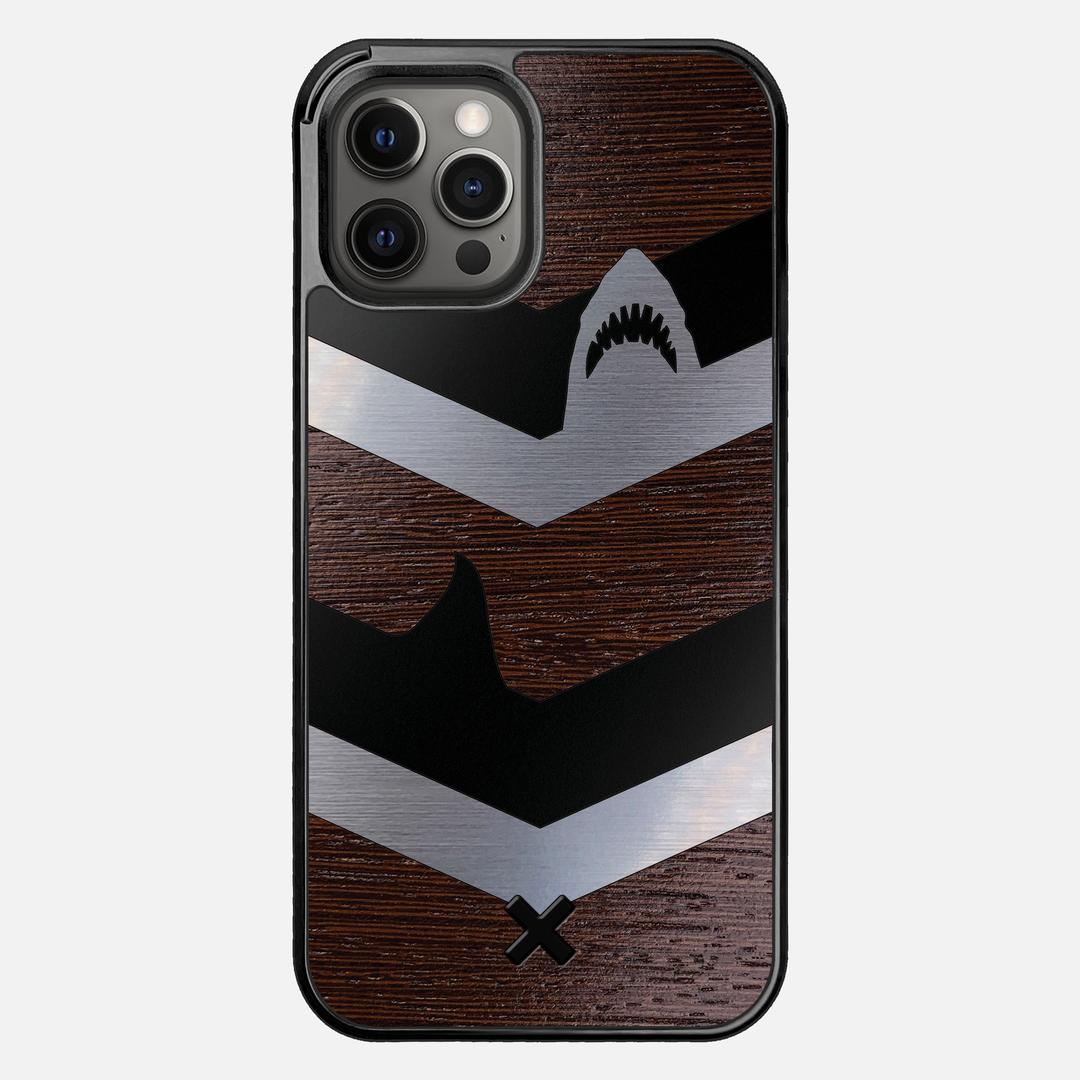 Shark Chevron Case for the Apple iPhone 12 Pro Max featuring an Engraved Silver and Wenge Wood backer with the Keyway X Mark#Phone Model_iPhone 12 Pro Max