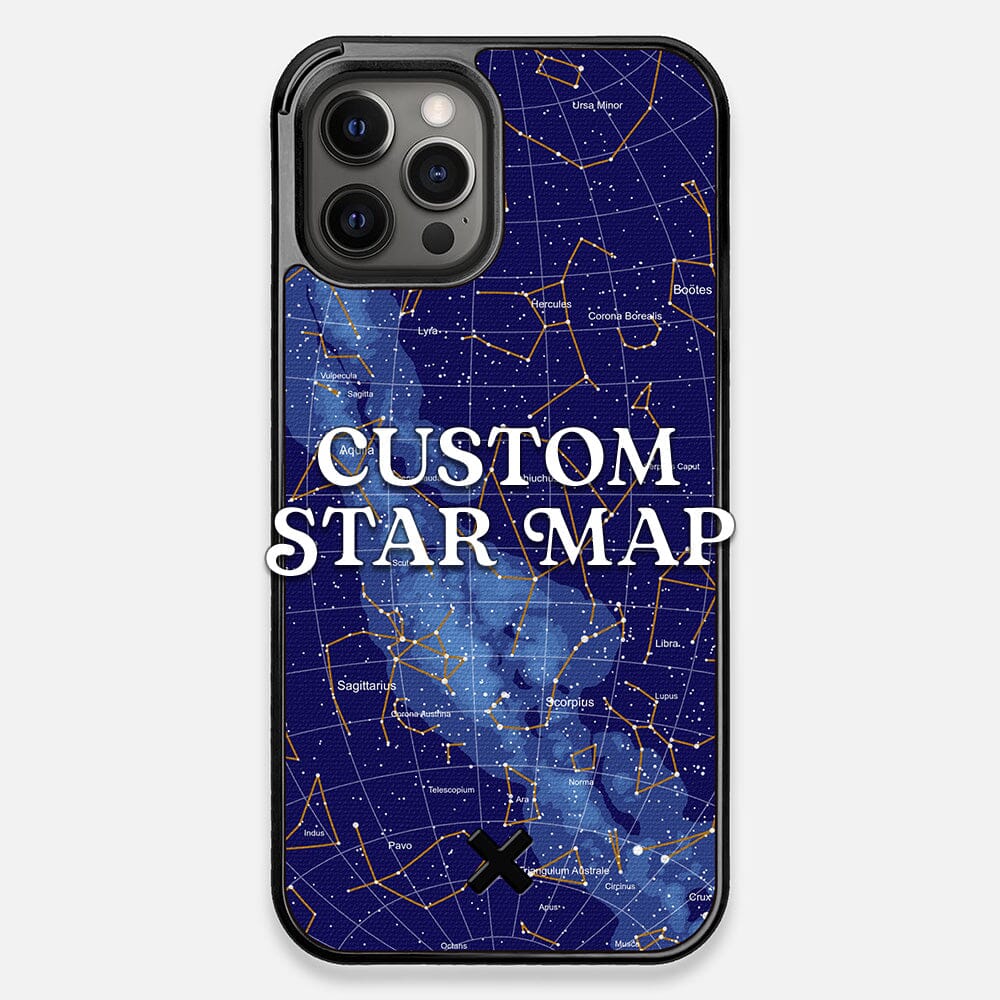 Front view of the Custom Star Map Printed Canvas iPhone 12 Pro Max Case by Keyway Designs