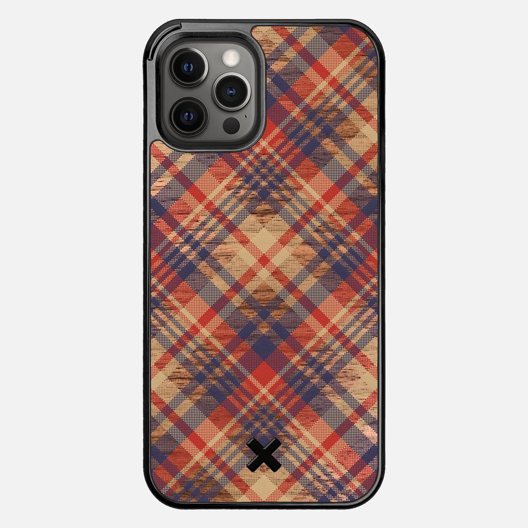 Tartan Case for the Apple iPhone 12 Pro Max featuring a UV Printed Walnut Wood backer with the Keyway X Mark#Phone Model_iPhone 12 Pro Max