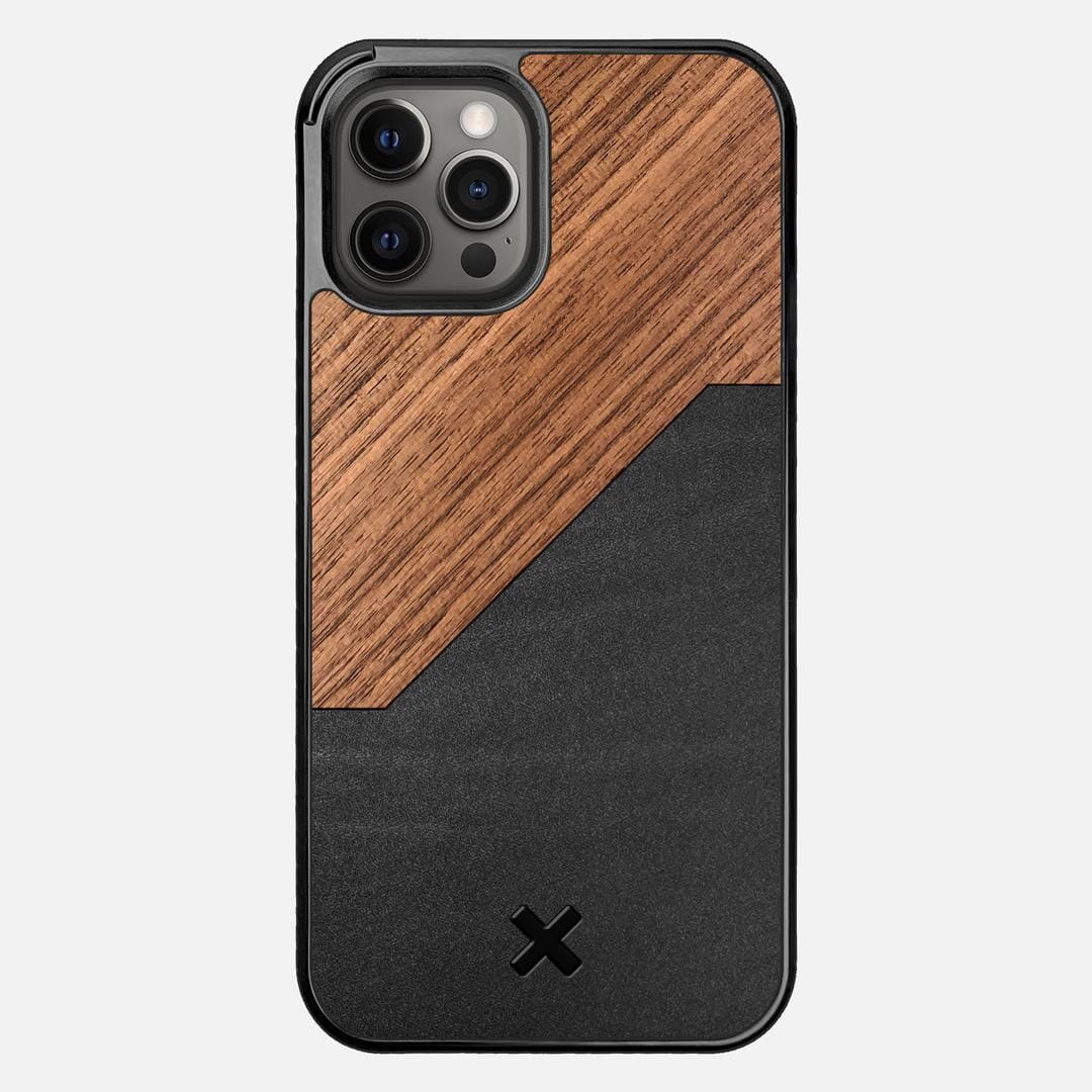 Walnut Rift Case for the Apple iPhone 12 Pro Max featuring a Genuine Leather and Walnut Wood backer with the Keyway X Mark#Phone Model_iPhone 12 Pro Max