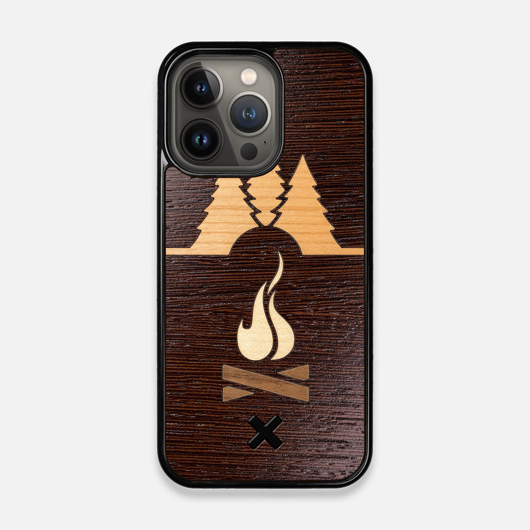 Front view of the Nomad Campsite Wood iPhone 13 Pro Case by Keyway Designs