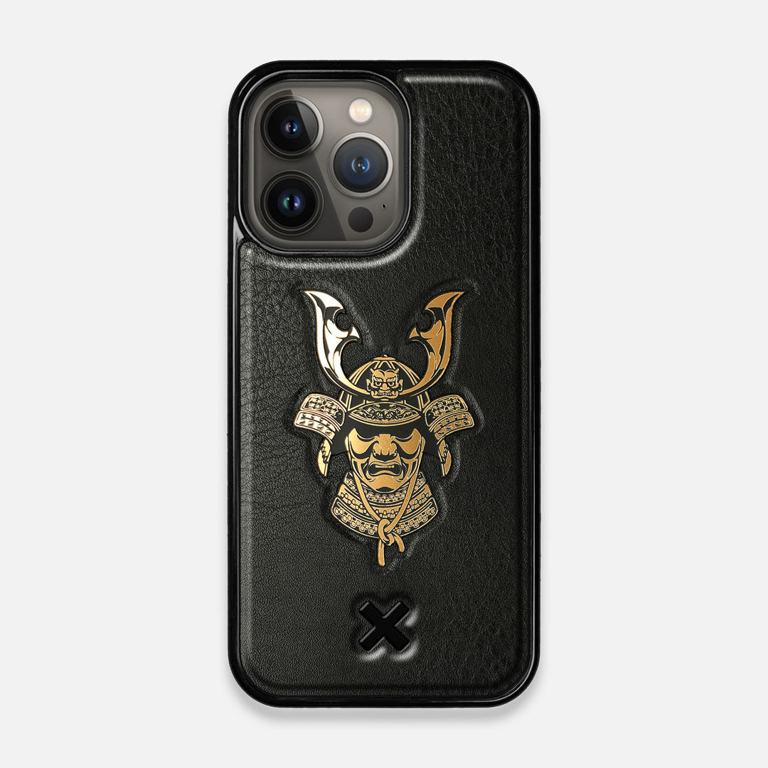 Front view of the Samurai Black Leather iPhone 13 Pro Case by Keyway Designs