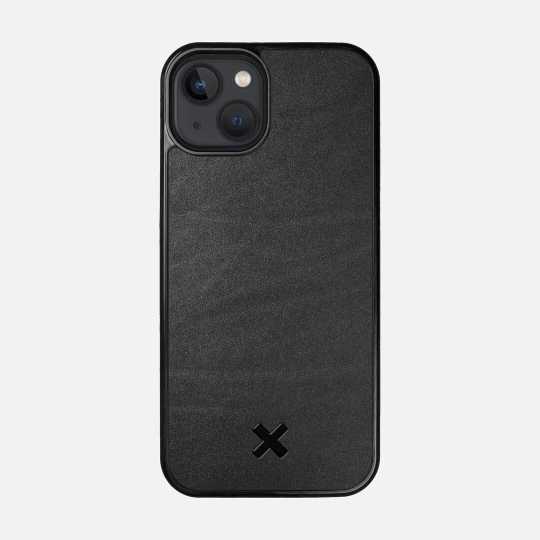 Charcoal Leather Case for the Apple iPhone 13 featuring a Genuine Leather backer with the Keyway X Mark#Phone Model_iPhone 13