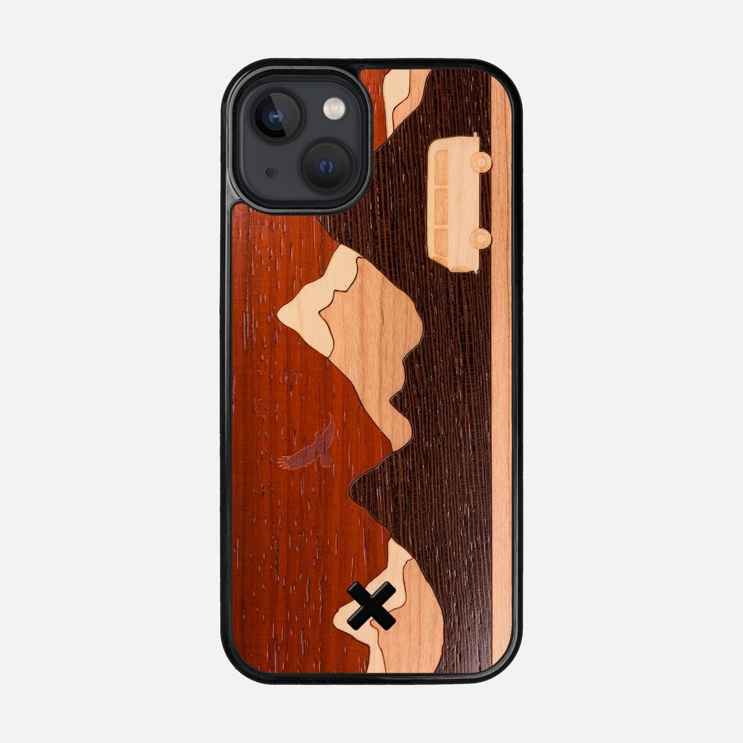 Cross Country Case for the Apple iPhone 13 featuring a Padauk, Maple, Cherry, and Wenge Wood backer with the Keyway X Mark#Phone Model_iPhone 13