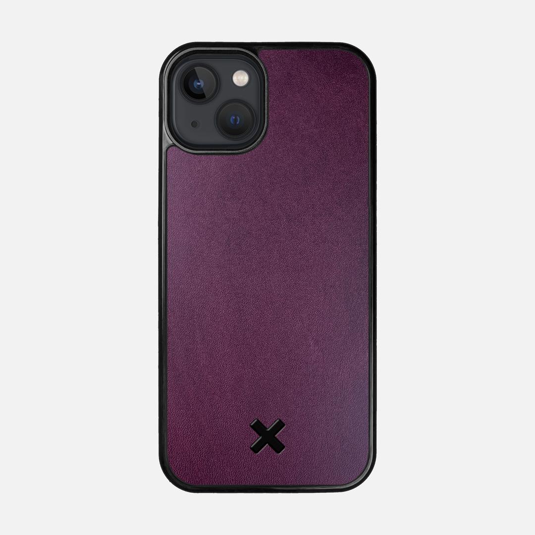 Plum Leather Case for the Apple iPhone 13 featuring a Genuine Leather backer with the Keyway X Mark#Phone Model_iPhone 13
