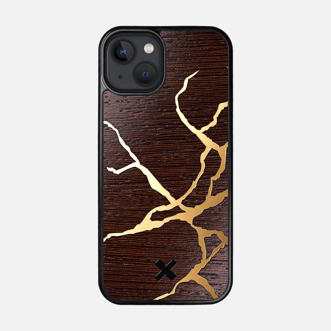 Restore Case for the Apple iPhone 13 featuring a Gold and Wenge Wood backer with the Keyway X Mark#Phone Model_iPhone 13
