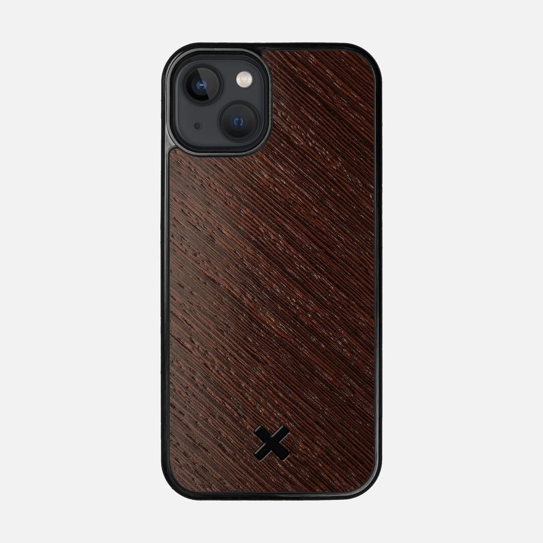 Wenge Pure Case for the Apple iPhone 13 featuring a Wenge Wood backer with the Keyway X Mark#Phone Model_iPhone 13