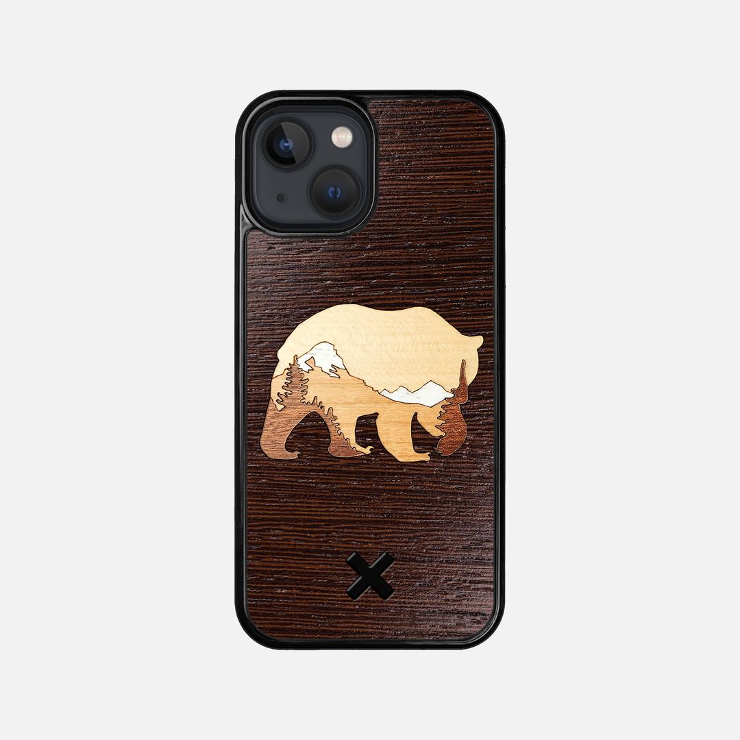 Bear Mountain Case for the Apple iPhone 13 Mini featuring a Wenge, Maple, Cherry, and Sapele Wood backer with the Keyway X Mark#Phone Model_iPhone 13 Mini