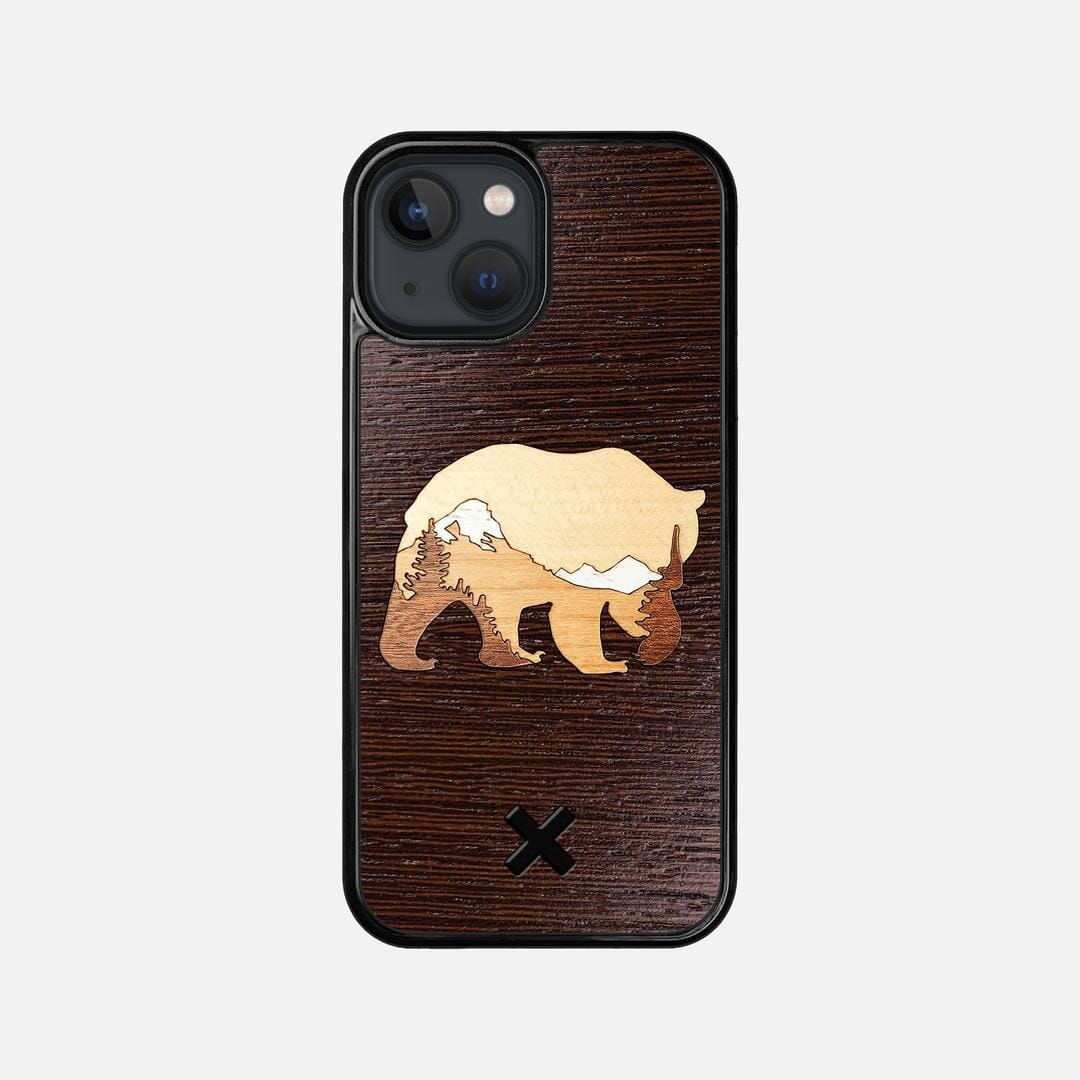 Bear Mountain Case for the Apple iPhone 13 Mini featuring a Wenge, Maple, Cherry, and Sapele Wood backer with the Keyway X Mark#Phone Model_iPhone 13 Mini