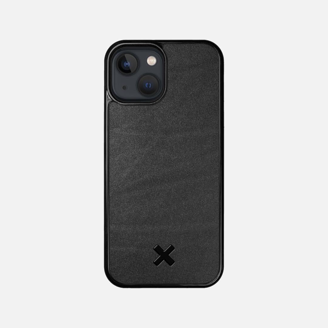 Charcoal Leather Case for the Apple iPhone 13 Mini featuring a Genuine Leather backer with the Keyway X Mark#Phone Model_iPhone 13 Mini