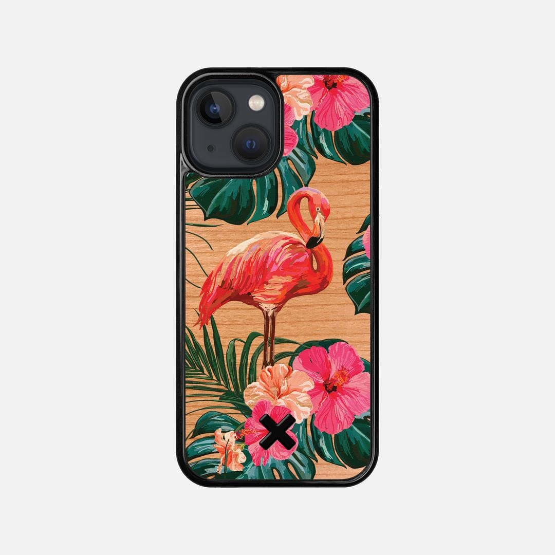 Flamingo Case for the Apple iPhone 13 Mini featuring a UV Printed Cherry Wood backer with the Keyway X Mark#Phone Model_iPhone 13 Mini