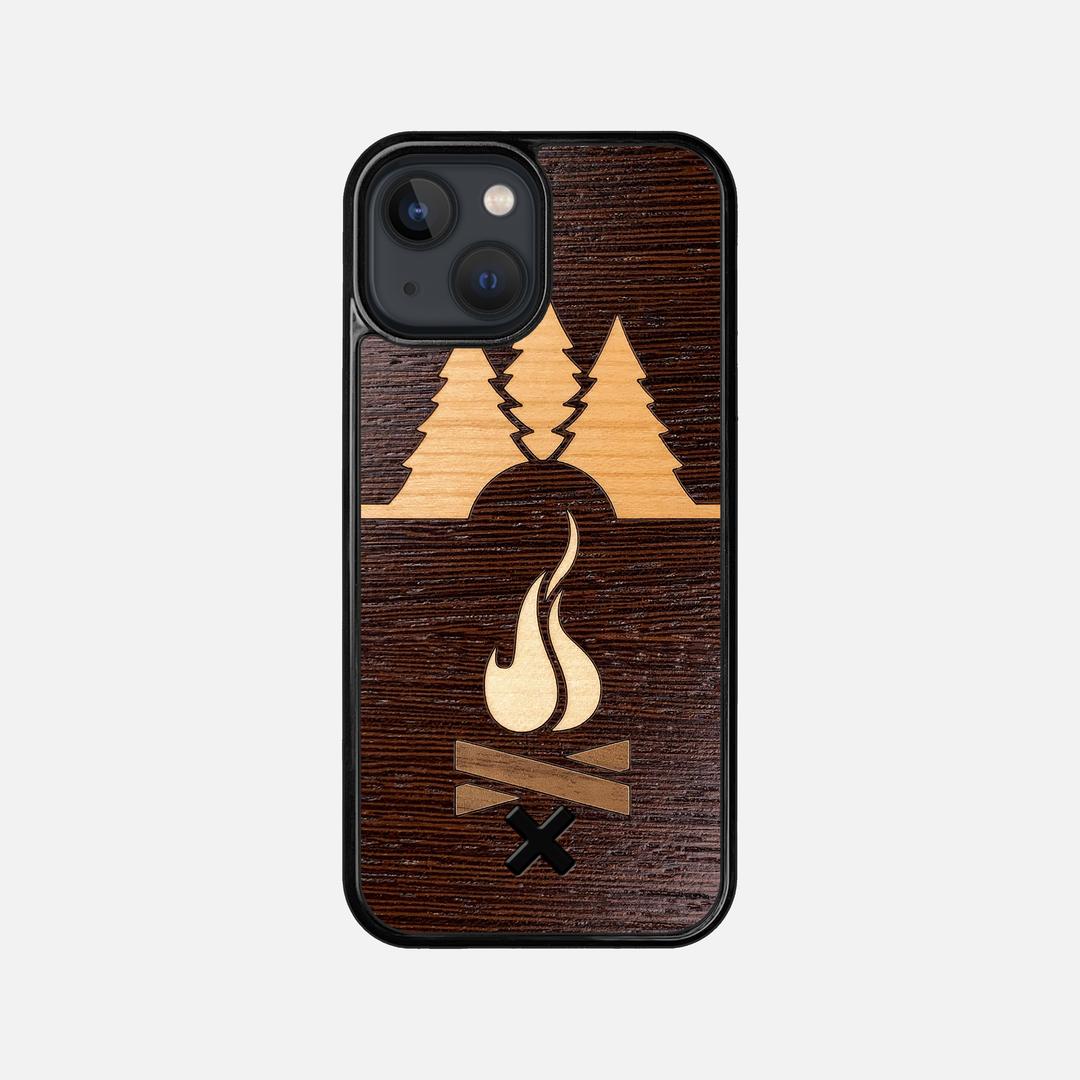 Nomad Case for the Apple iPhone 13 Mini featuring a Wenge, Cherry, Maple, and Walnut Wood backer with the Keyway X Mark#Phone Model_iPhone 13 Mini
