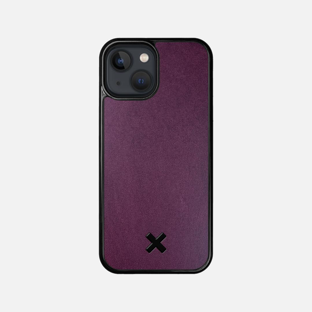 Plum Leather Case for the Apple iPhone 13 Mini featuring a Genuine Leather backer with the Keyway X Mark#Phone Model_iPhone 13 Mini