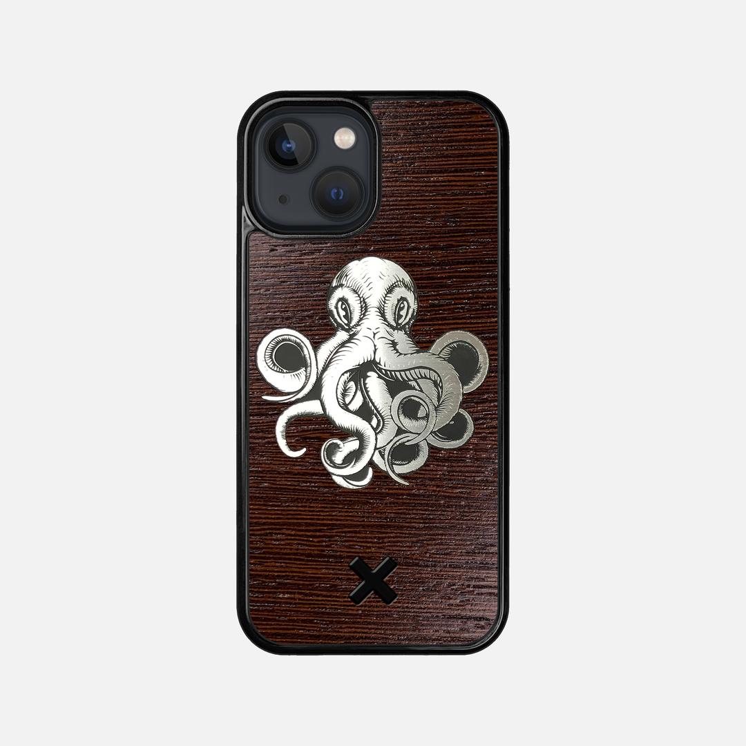 Prize Kraken Case for the Apple iPhone 13 Mini featuring an Engraved Silver and Wenge Wood backer with the Keyway X Mark#Phone Model_iPhone 13 Mini