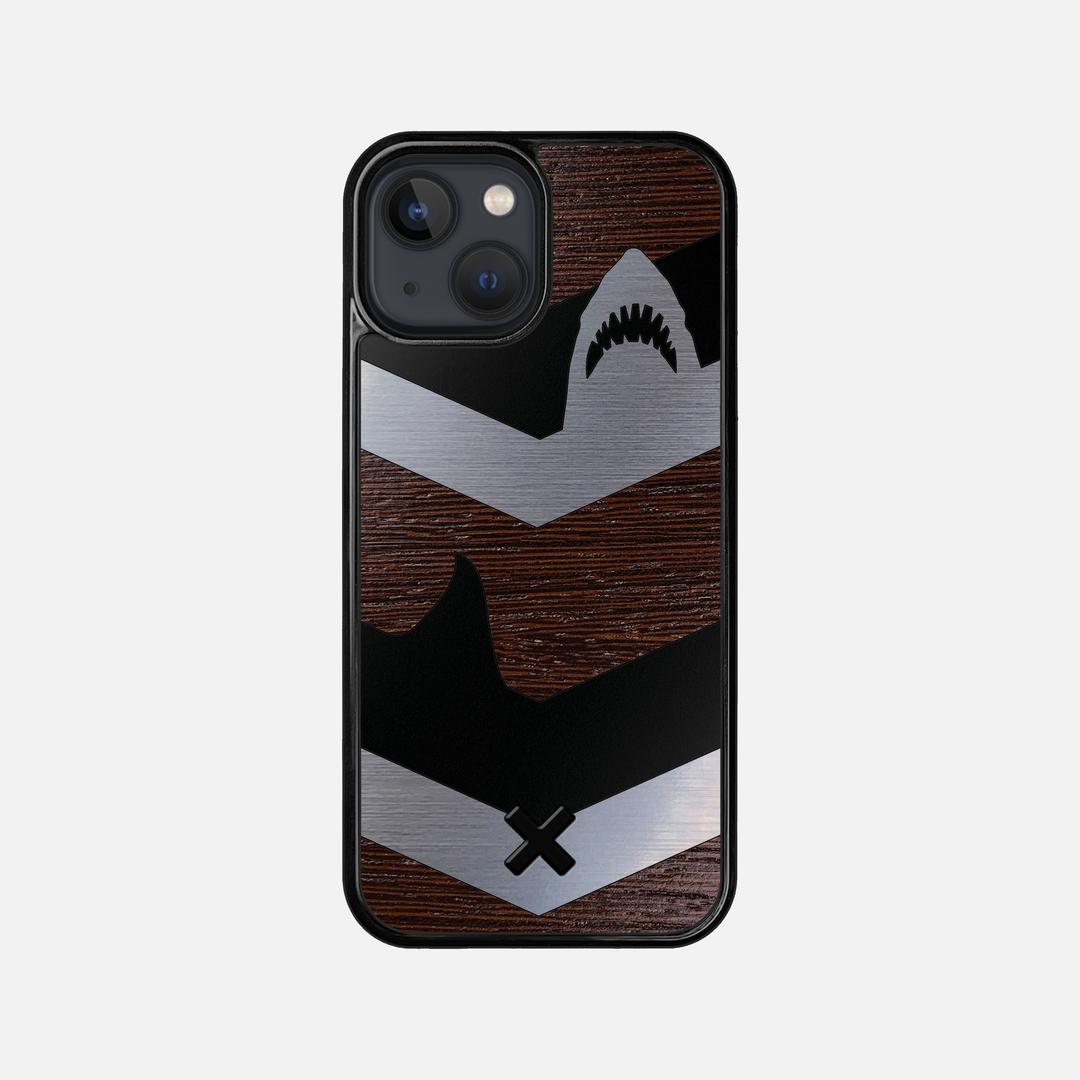 Shark Chevron Case for the Apple iPhone 13 Mini featuring an Engraved Silver and Wenge Wood backer with the Keyway X Mark#Phone Model_iPhone 13 Mini