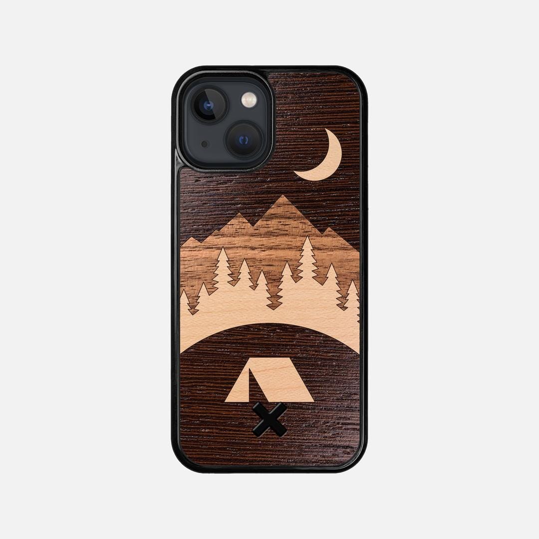 Woodland Case for the Apple iPhone 13 Mini featuring a Wenge, Maple, and Walnut Wood backer with the Keyway X Mark#Phone Model_iPhone 13 Mini