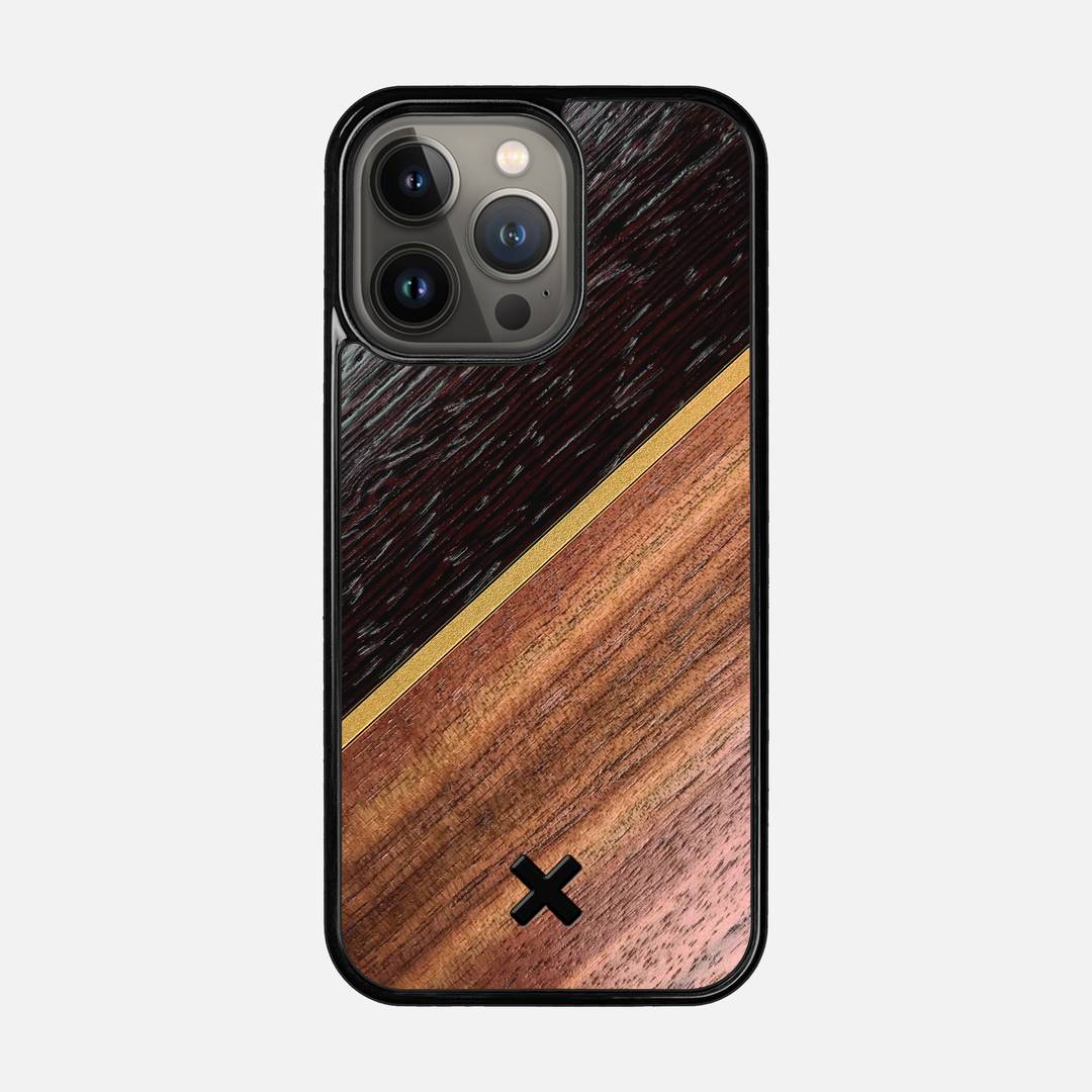 Alium Case for the Apple iPhone 13 Pro featuring a Wenge, Gold, and Walnut Wood backer with the Keyway X Mark#Phone Model_iPhone 13 Pro