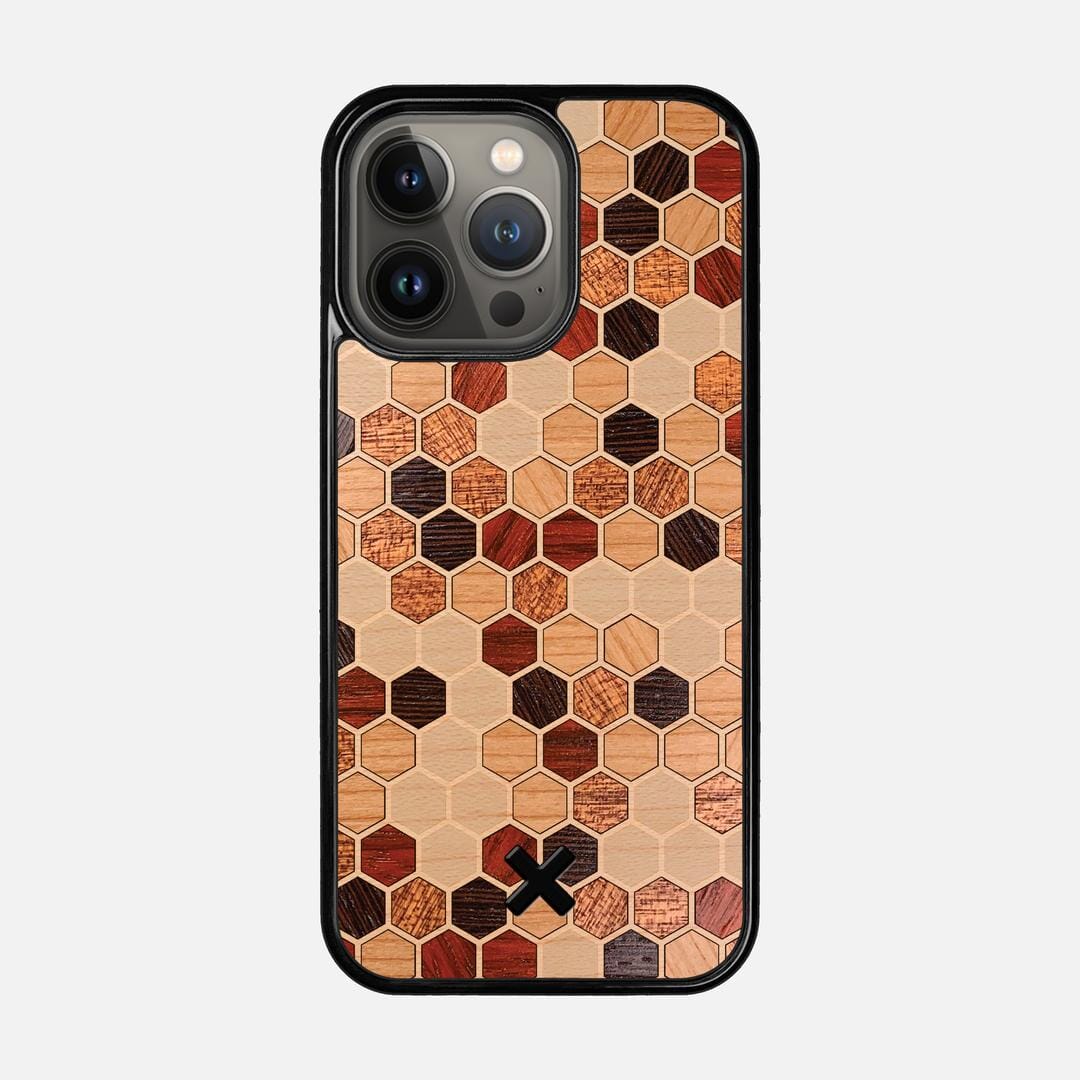 Cellular Case for the Apple iPhone 13 Pro featuring a Maple, Cherry, Sapele, Padauk, and Wenge Wood backer with the Keyway X Mark#Phone Model_iPhone 13 Pro