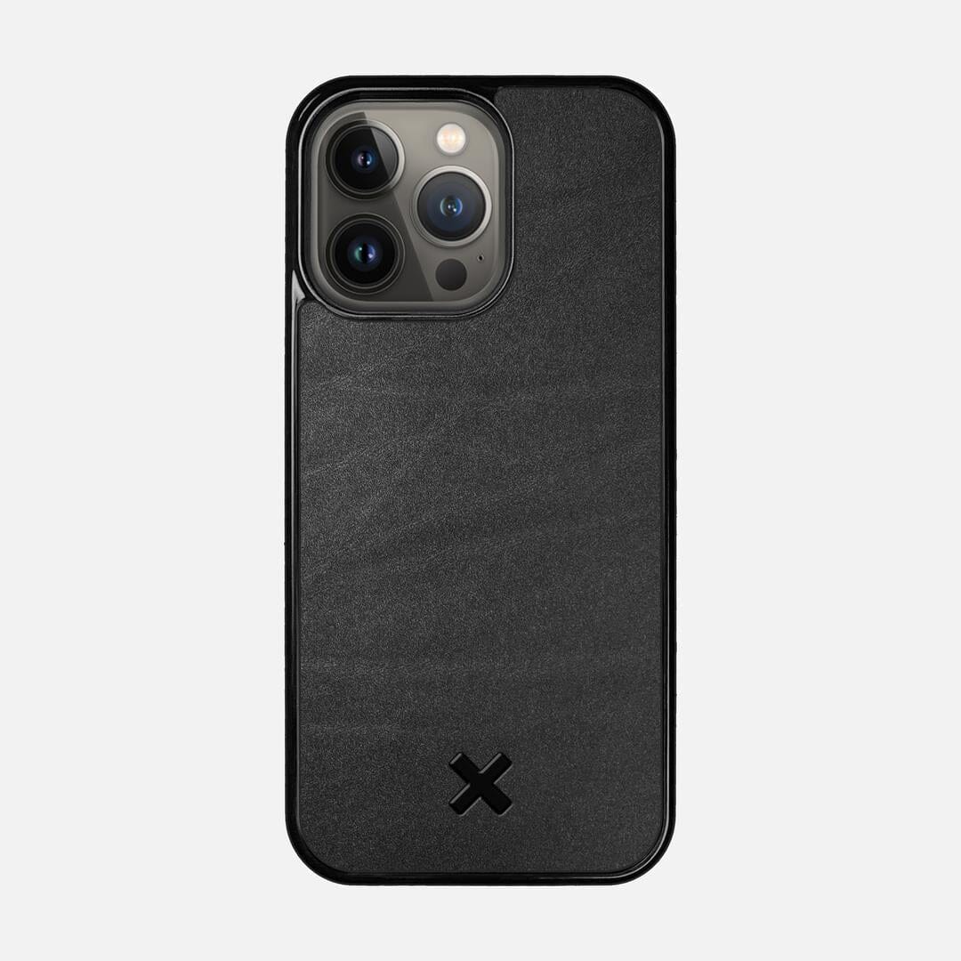 Charcoal Leather Case for the Apple iPhone 13 Pro featuring a Genuine Leather backer with the Keyway X Mark#Phone Model_iPhone 13 Pro