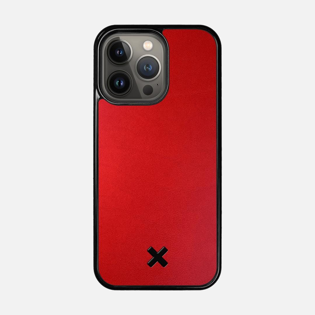 Crimson Leather Case for the Apple iPhone 13 Pro featuring a Genuine Leather backer with the Keyway X Mark#Phone Model_iPhone 13 Pro