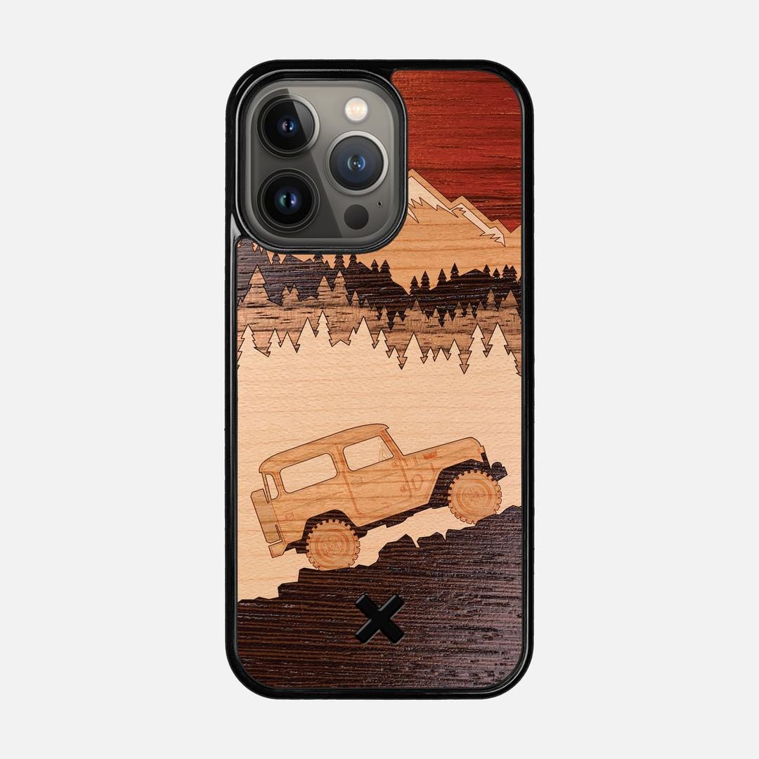 Off-Road Case for the Apple iPhone 13 Pro featuring a Padauk, Cherry, Maple, and Walnut Wood backer with the Keyway X Mark#Phone Model_iPhone 13 Pro