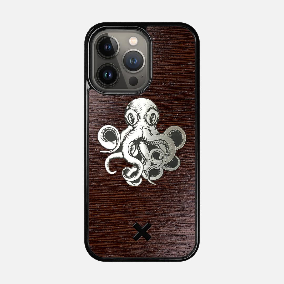 Prize Kraken Case for the Apple iPhone 13 Pro featuring an Engraved Silver and Wenge Wood backer with the Keyway X Mark#Phone Model_iPhone 13 Pro