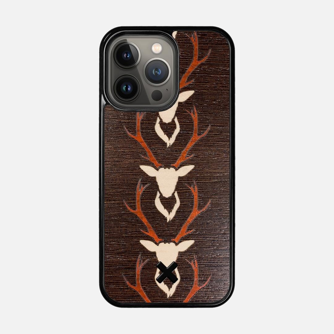 Stag Case for the Apple iPhone 13 Pro featuring a Maple & Padauk Deer Inlay on a Wenge Wood backer with the Keyway X Mark#Phone Model_iPhone 13 Pro