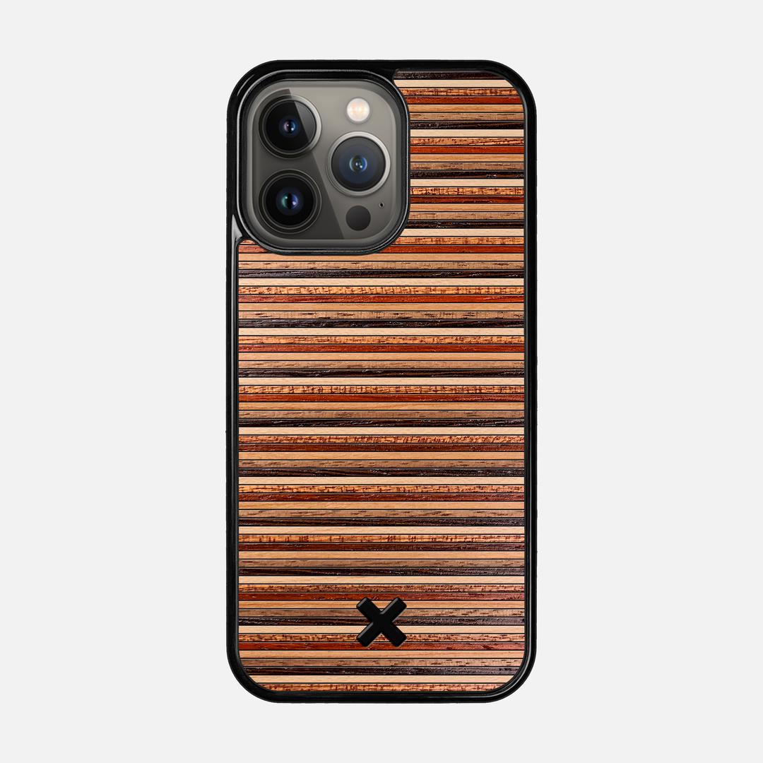 Strata Case for the Apple iPhone 13 Pro featuring a Maple, Sapele, Padauk, Cherry, Walnut, and Wenge Wood backer with the Keyway X Mark#Phone Model_iPhone 13 Pro