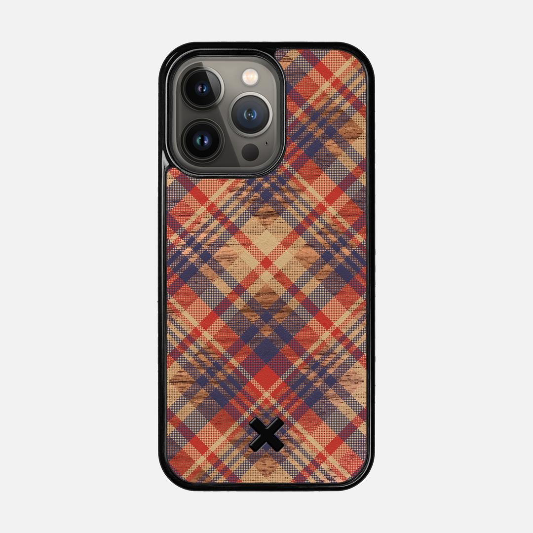 Tartan Case for the Apple iPhone 13 Pro featuring a UV Printed Walnut Wood backer with the Keyway X Mark#Phone Model_iPhone 13 Pro