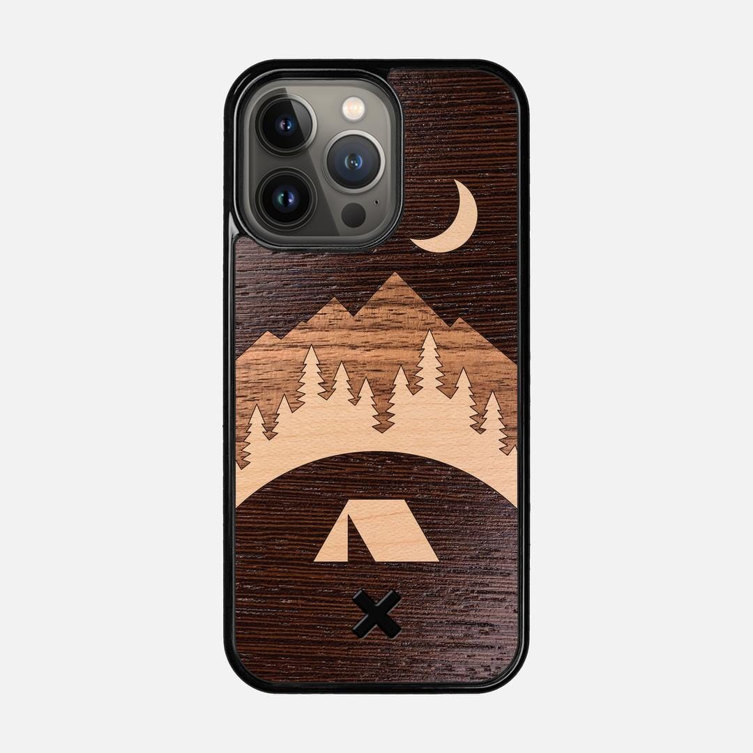 Woodland Case for the Apple iPhone 13 Pro featuring a Wenge, Maple, and Walnut Wood backer with the Keyway X Mark#Phone Model_iPhone 13 Pro