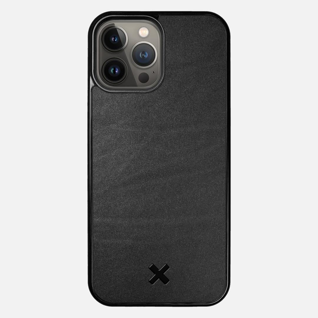 Charcoal Leather Case for the Apple iPhone 13 Pro Max featuring a Genuine Leather backer with the Keyway X Mark#Phone Model_iPhone 13 Pro Max