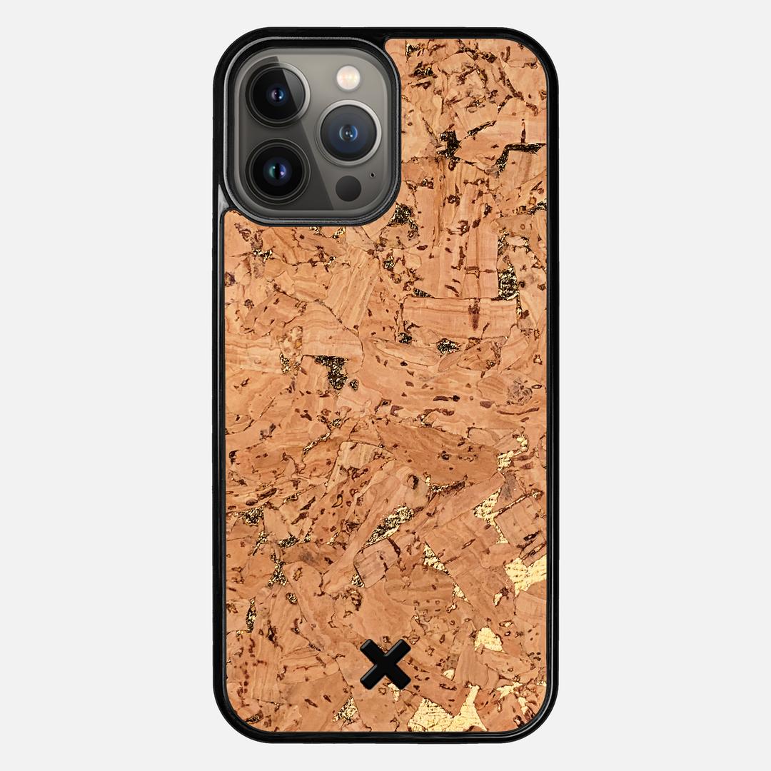 Gold Cork Case for the Apple iPhone 13 Pro Max featuring a Genuine Cork backer with the Keyway X Mark#Phone Model_iPhone 13 Pro Max