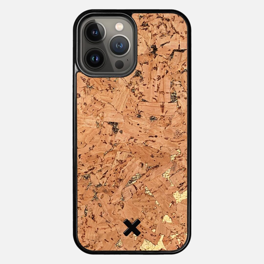 Gold Cork Case for the Apple iPhone 13 Pro Max featuring a Genuine Cork backer with the Keyway X Mark#Phone Model_iPhone 13 Pro Max