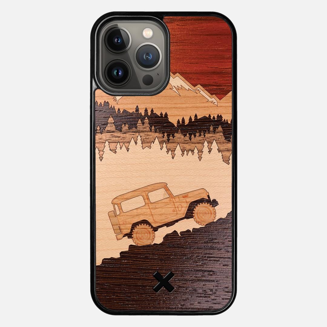 Off-Road Case for the Apple iPhone 13 Pro Max featuring a Padauk, Cherry, Maple, and Walnut Wood backer with the Keyway X Mark#Phone Model_iPhone 13 Pro Max