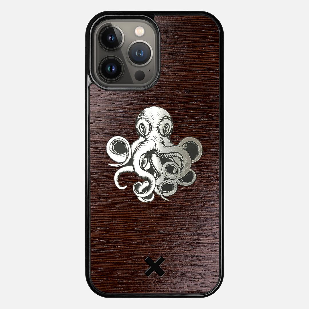 Prize Kraken Case for the Apple iPhone 13 Pro Max featuring an Engraved Silver and Wenge Wood backer with the Keyway X Mark#Phone Model_iPhone 13 Pro Max