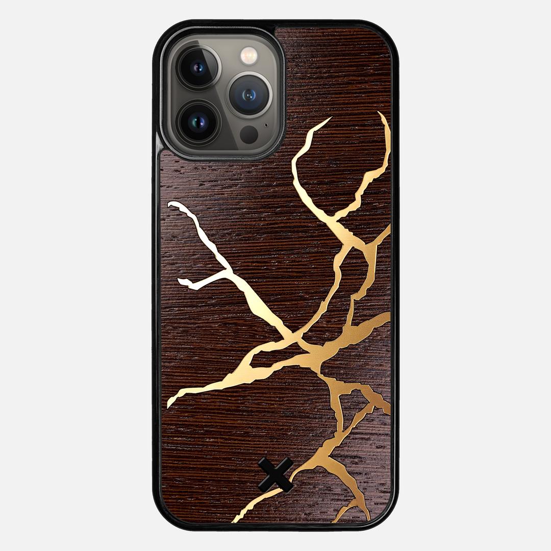Restore Case for the Apple iPhone 13 Pro Max featuring a Gold and Wenge Wood backer with the Keyway X Mark#Phone Model_iPhone 13 Pro Max