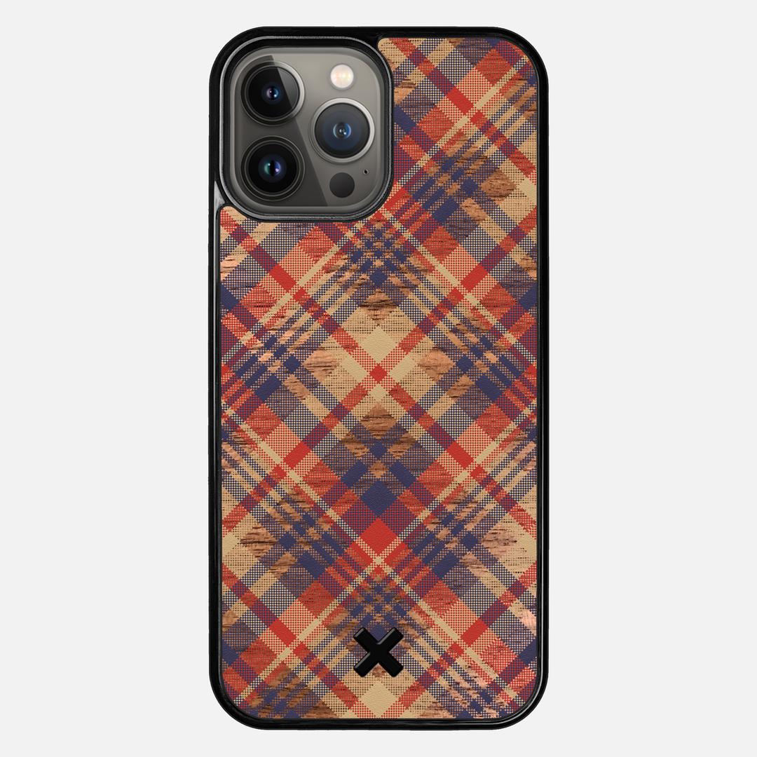 Tartan Case for the Apple iPhone 13 Pro Max featuring a UV Printed Walnut Wood backer with the Keyway X Mark#Phone Model_iPhone 13 Pro Max