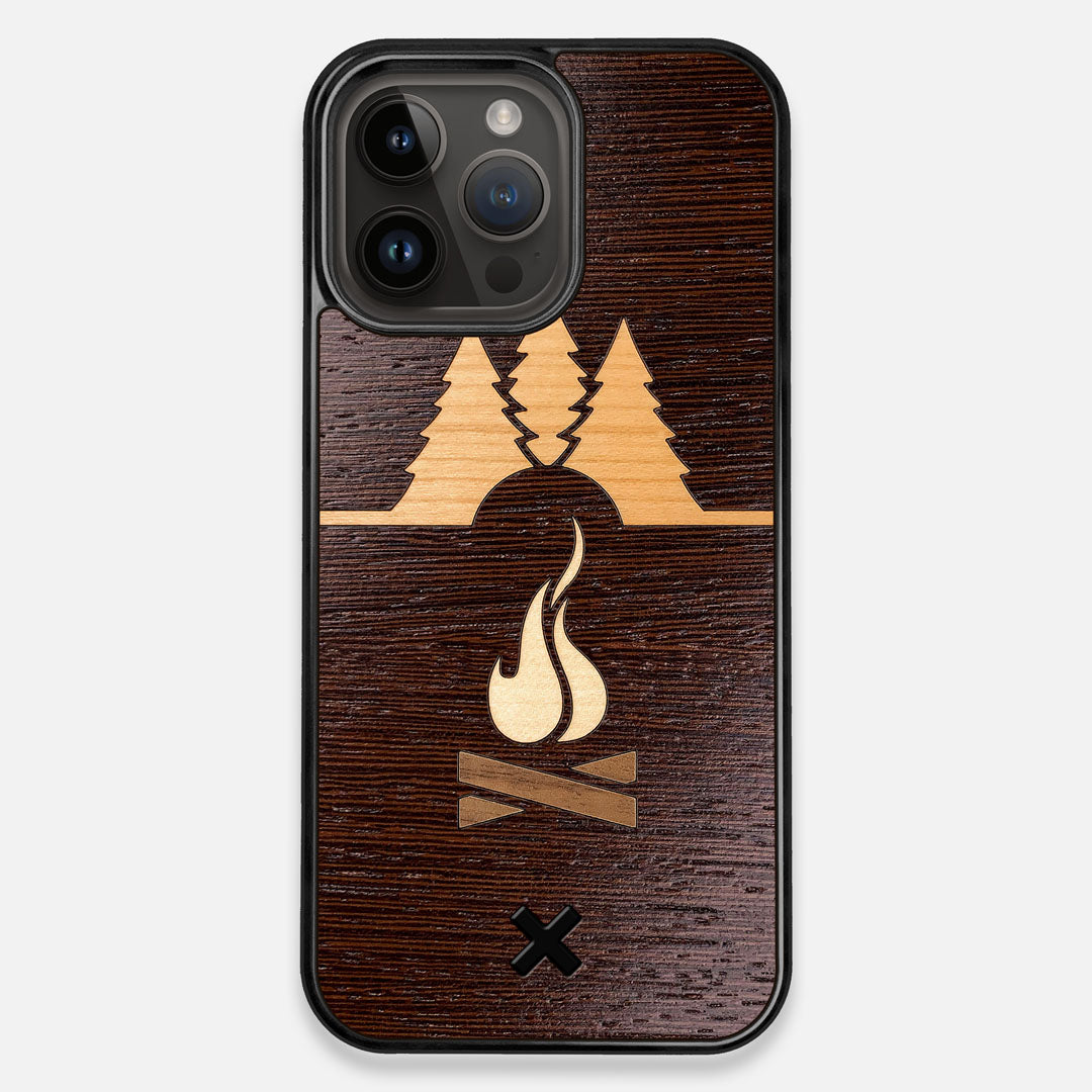 Front view of the Nomad Campsite Wood iPhone 15 Pro Max MagSafe Case by Keyway Designs